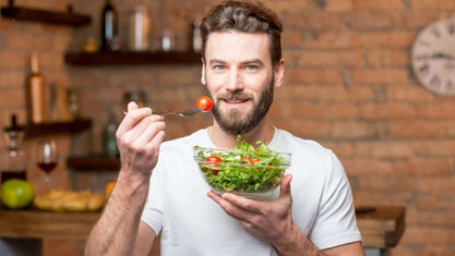 man eating healthy food