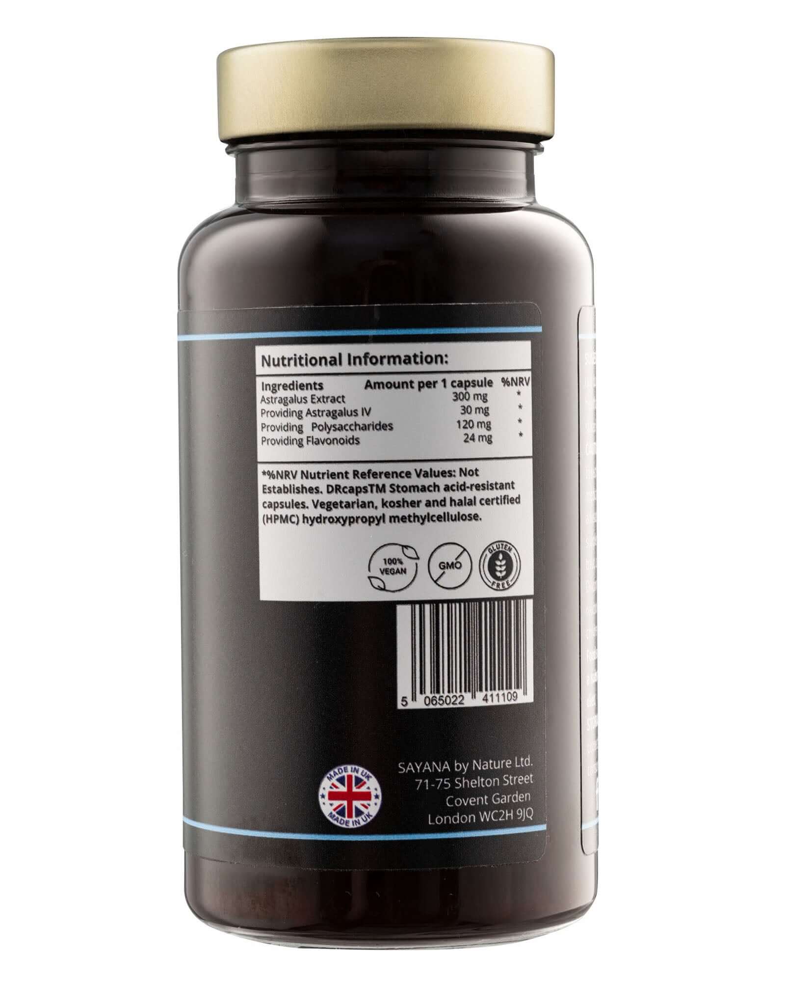 Sayana by Nature Astragalus supplement - herbal adaptogen for immune support and vitality. 